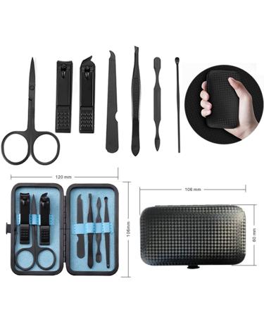 Rnitle Luxury 7-in-1 Manicure Set - Stainless Steel Nail Clipper & Pedicure Tools in Black PU Leather - Travel Beauty Kit - Buy Online on SooperMarket.com