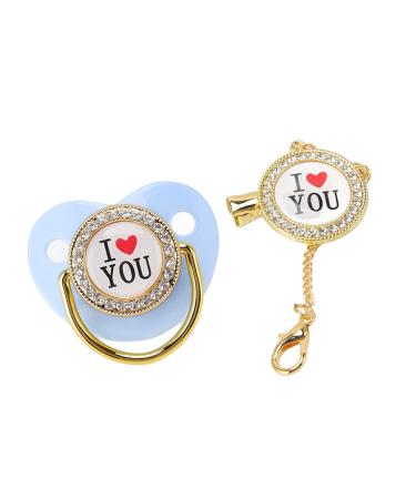 Pacifier set pacifier attractive and non-toxic baby pacifier with chain clip for photo shoots Blue M