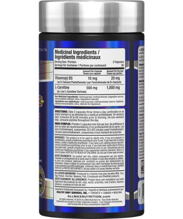 ALLMAX Nutrition - L-Carnitine + tartrate + vitamin B5-120 count capsules - Buy Online on SooperMarket.com