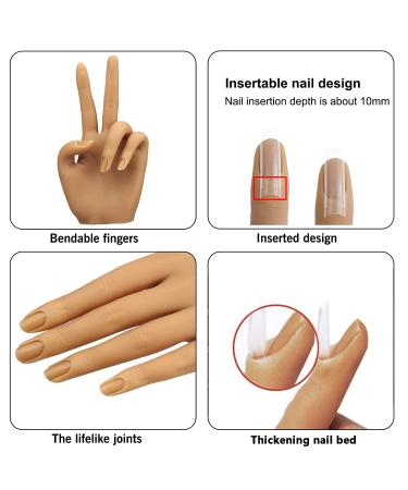 Flexible Silicone Practice Hand for Acrylic Nails - Life Size Female Mannequin Hand with Stand for Nail Art Practice (3# Left Hand) - Buy Online on SooperMarket.com