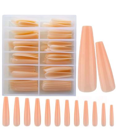 LuckForever 120pc XL Beige Coffin False Nails - Extra Long Ballerina Nail Art Tips - Buy Online on SooperMarket.com