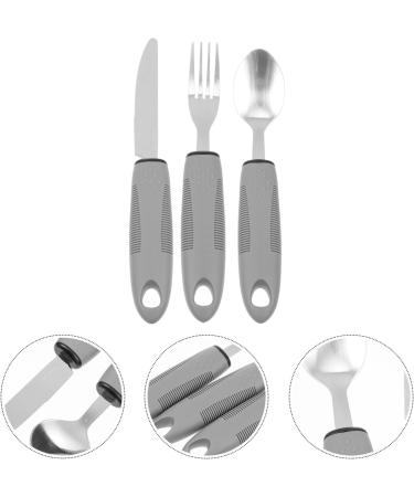 Adaptive Utensils Built up Fork Spoon Rocker Knife Easy Grip Silverware for Adults Elderly Weak Hand Patients Disabled Light Grey 3 Piece Set (Color : Light Grey) - Buy Online on SooperMarket.com