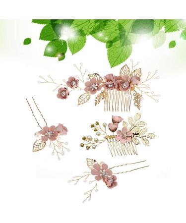 Toyvian 4pcs Wedding Hair Accessories Bridal Hair Comb Pearl Hair Accessories Bridal Hair Clip Wedding Hair Comb Clip Floral Girls Bridal Hair Accessories Rhinestone Hair Piece (Pink) - Buy Online on SooperMarket.com