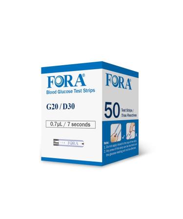 Short-Dated FORA G20 D30 V20 Blood Glucose Test Strips - 50 Count Expires 2020Jan31