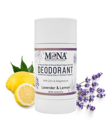 MONA BRANDS All Natural Magnesium Deodorant for Women & Men | Aluminum Baking Soda & Synthetic Fragrance Free for Sensitive Skin (Lavender Lemon) 2.65oz Lavender Lemon (1-Pack)