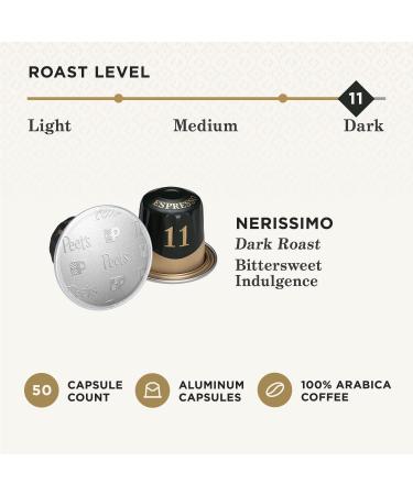 Peet's Coffee Dark Roast Espresso Capsules for Nespresso Original Machines - 50 Count - Nerissimo Intensity 11 - Buy Online on SooperMarket.com