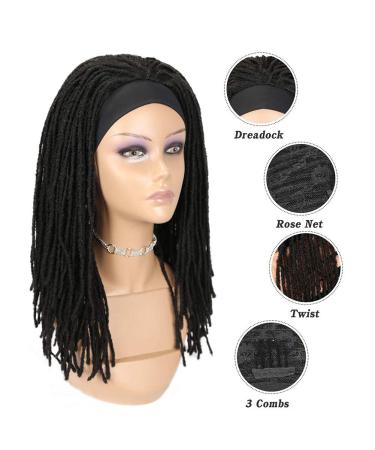 Lady Miranda Black Dreadlock Headband Wig for Women and Men - Medium Twist Afro Synthetic Dreadlock Wig - Buy Online on SooperMarket.com