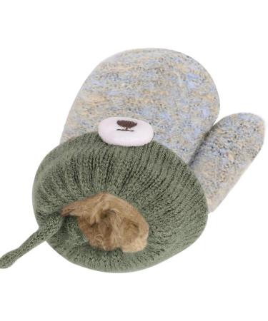 Cute Cartoon Kids Knitted Winter Gloves with Rope - Thick Plush Fleece Lined Hand Warmer for Boys and Girls - Buy Online on SooperMarket.com