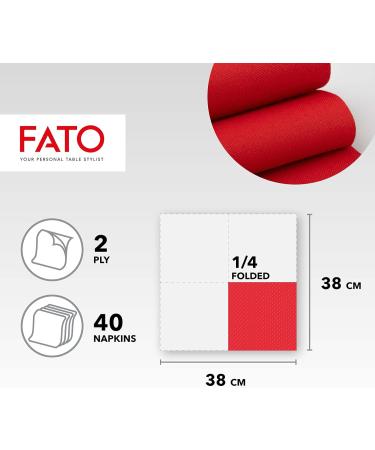 FATO Disposable Paper Napkins - Soft & Fluffy 40 Pack 38x38cm 4-Folded 2-Layer Red 100% Cellulose FSC Certified - Ideal for Parties & Events - Buy Online on SooperMarket.com