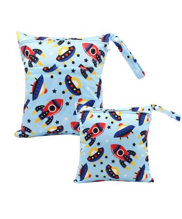 Egurs diaper bag for on the go Wetbag 1 piece large + 1 piece medium spaceship