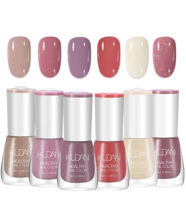 TBeautfave 6PCS Nail Polish Set Nude Nail Varnish Sets Quick Dry & Long Lasting Pastel Nail Polish Water Based Natural Nail Varnish Sets for Women DIY Nail Art - No Need Cure 03Pastel