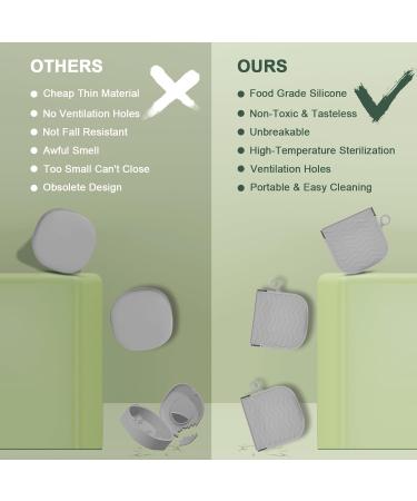 Silicone Retainer Case - Portable Orthodontic Box for Braces Aligners & Mouth Guards - Slim Design with Vent Holes - Ideal for Travel - Grey - Buy Online on SooperMarket.com