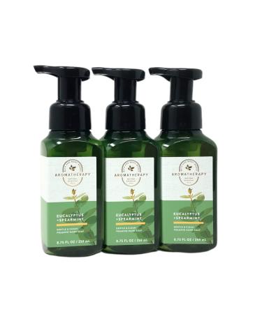 Bath & Body Works Aromatherapy Stress Relief Eucalyptus Spearmint Gentle Foaming Hand Soap 8.75 fl.oz Set of 3 Eucalyptus Spearmint 8.75 Fl Oz (Pack of 3)