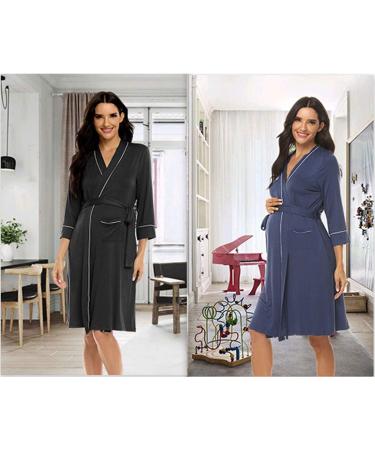 OCCIENTEC Women's Maternity Nursing Robe | Hospital Delivery Nightgown | Breastfeeding Nightdress | XL Black - Buy Online on SooperMarket.com
