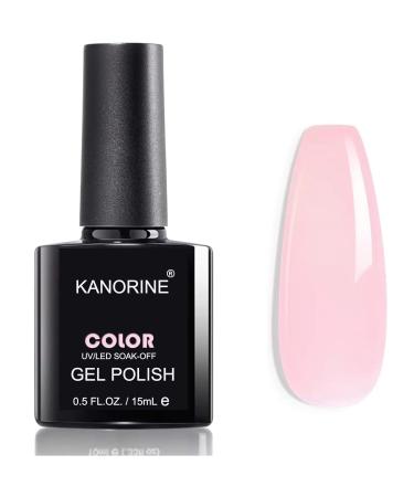 Kanorine Nude Pink Gel Nail Polish UV Led Light Cure for Nail Art DIY long Lasting Pink color coat Gel Polish 15ml J16-Sheer Pink
