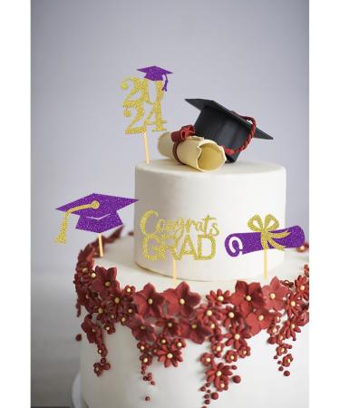 24Pcs Graduation Cupcake Toppers Graduation Cupcake Picks for Cupcake Food Decorations - Class of 2024 Graduation Cupcake Toppers Supplies (Purple & God) - Buy Online on SooperMarket.com
