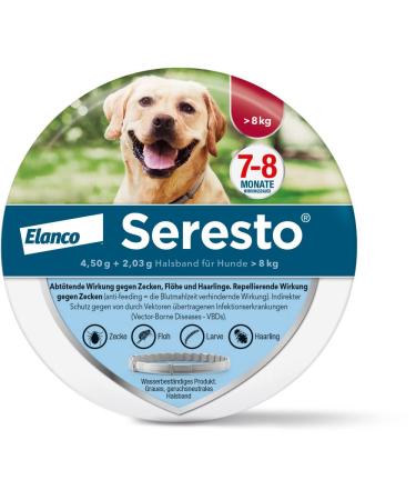 Elanco Seresto collar for large dogs from 8 kg: 7 to 8 months effective protection against ticks and fleas length 70 cm 4.50 g + 2.03 g
