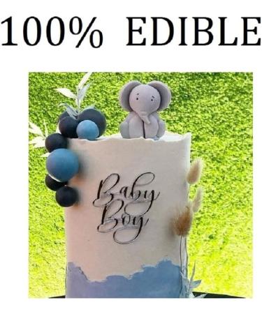 Personalised Elephant Cake Topper - Edible Fondant Safari Jungle Cupcake Decorations with an Edible Glue - Kids Birthday Supplies - Buy Online on SooperMarket.com