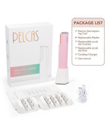 PELCAS Electric Dermaplaning Tool Kit - Painless Face Razor for Peach Fuzz Removal - 3 Speeds Exfoliation System with 6 Replaceable Blades for Women - Buy Online on SooperMarket.com