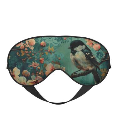 SSIMOO Flower and Bird Art Soft Sleep Eye Mask Female Breathable Eye Patch Perfect for Travel and Relaxation Black