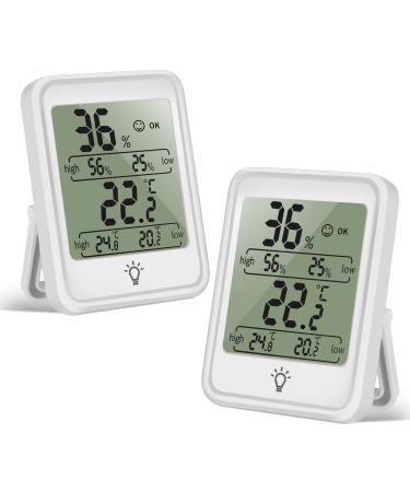 Digital thermometer inside 2 PCs mini thermo hygrometer with max/min display room thermometer and air humidity knife screen with touchable backlight