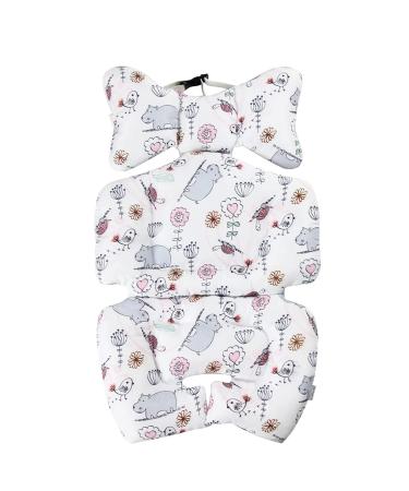 Infant Car Seat Insert KAKIBLIN Baby Car Seat Cushion Baby Newborn Stroller Insert Cushion Stroller Cushion Head and Body Support Pillow Infant Seat Pad Cushion for Toddler Hippo