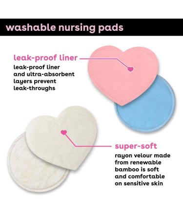 Bamboobies Nursing Pads Multi-Color Pack - 4 Pairs Reusable & Washable, Leak-Proof Breastfeeding Pads - 3 Regular & 1 Overnight Pair - 8 Count - Buy Online on SooperMarket.com