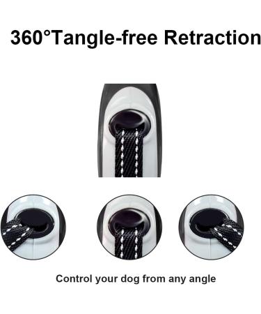 Ruayia New Classic Pull-Out Dog Leash for Up to 52 kg - 5m Ultra-High Belt with 360 Guide & Braking System - Black - Buy Online on SooperMarket.com