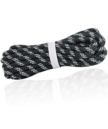 NewDoar 8-10mm (5/16in) Accessory Cord Rope CE 21KN Double Braid Pre Cut for Outdoor Survival, Mountaineering, Prusik,Hauling Dragginge Black 8mm 50FT(15M)