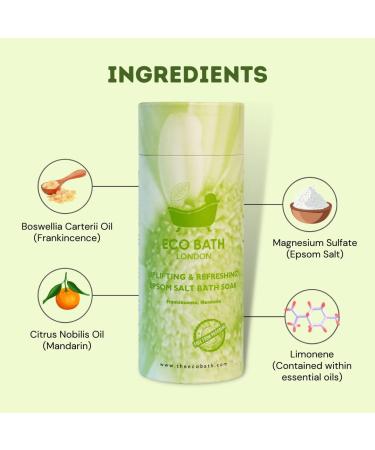 Eco Bath London Uplifting Epsom Salt Bath Soak with Frankincense and Mandarin Essential Oils - 1kg Tube - Buy Online on SooperMarket.com