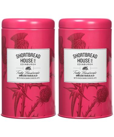 Shortbread House of Edinburgh | Handmade Shortbread with Dark Chocolate | 140g Tin (Pack of 2)