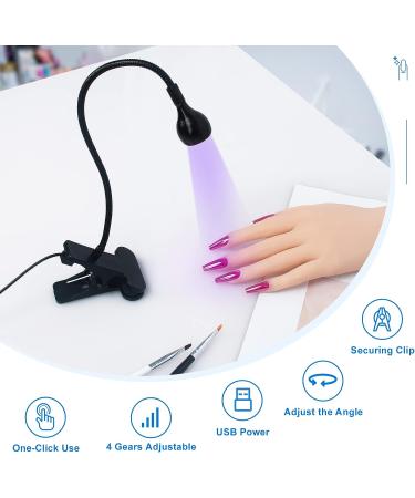 AORAEM 3-in-1 Nail Lamp Kit | LED Nail Dryer with Portable Gooseneck | Quick Dry Flash Curing Light for Gel Nails | Includes Clear Nail Tips, Clip, and File | Poly Nail Extension Tools | Arts - BB-Black - Buy Online on SooperMarket.com