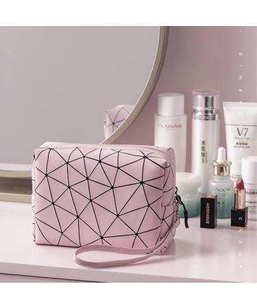 Mikytoper 3 PCS Double Layer Makeup Bags with Diamond Pattern Travel Toiletry Bags - Pink - Buy Online on SooperMarket.com