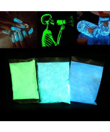 Fluorescent lighting PUVLER 3 * 100 g neon color powder glow powder self -illuminating professional light pigment phosphorescent and non -toxic neon lights in the dark colored powder 3 PCs