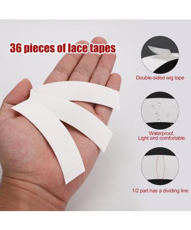 lasuroa 36pcs Double Sided Wig Tapes Extra Strong for Lace Wigs Waterproof Front Toupee Tape Thin and Light Comfortable Lace Tape for Hair Extension (White) - Buy Online on SooperMarket.com