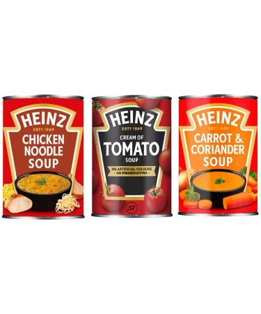 Heinz Soup Bundle - Contains 9 Different Soups Chicken Lentil Minestrone Tomato Oxtail Vegetable Mushroom Chicken Noodle Soup and Carrot and Corriander. (400g) - Buy Online on SooperMarket.com