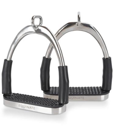 Equinate safety stainless bar Charles 12cm stainless steel - with anti -slip tread made of rubber - stirrups for adults and children - relieves the ankles - 2 pieces