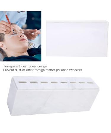 8 Holes Tweezers Holder | Tweezer Display Stand & Storage Rack with Dust Cover for Lash Extensions | Salon & Home Use (White - Buy Online on SooperMarket.com