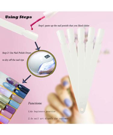100 PC Hedmedum False Nail Art Tips Display Sticks with Metal Split Ring - White Color Swatch Sticks for Salon & Gel Polish Practice - Buy Online on SooperMarket.com