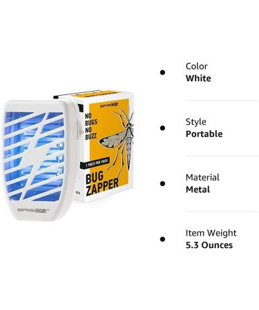 Electric Indoor Bug Zapper - Portable Plug-In Mosquito & Fly Zapper for Home - Removes Insects, Bugs, Gnats, Moths - White (1 Pack) - Buy Online on SooperMarket.com