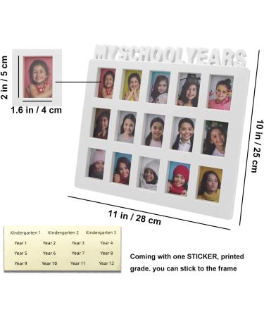 School Years Collage Frame for K-12 Graduation Photos - Holds 15 Pictures (White) - Buy Online on SooperMarket.com