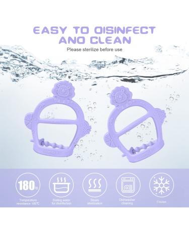 Vicloon Baby Bite Rings 2 Pack Silicone Teething Toys BPA-Free Dental Aid Soft Lion Design for 3+ Months Violet Color - Buy Online on SooperMarket.com