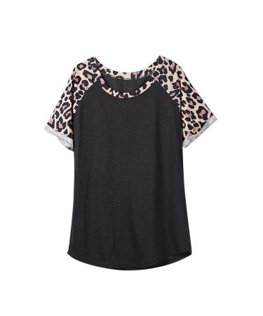 Womens Tunic Tops, Womens Round Neck Cute Printed T-Shirt Short Sleeve Tops Soft Loose Fit Tee Womens Tunic Tops#black Medium