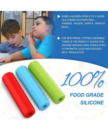 Gehanico 6-Part Sensory Chewing Pencil Cover Set | Chewable Pencils for Autism | Oral Motor Skills | 3 Colors for Sensory Children - Buy Online on SooperMarket.com