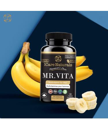 iCare Naturals Mr Vita - Multivitamins for Men - One a Day Mens Vitamin - Gluten Free | Vegetarian Friendly | Manufactured in Canada | Halal - Vitamin C D and B12 - Vitamins for Men to Support Healthy Bones Teeth Skin Muscle & Immunity Growth - 60 count 2 - Buy Online on SooperMarket.com