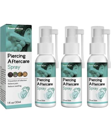 Piercing Aftercare Spray Ear Hole Care Spray Ear Piercing Cleaning Solution Portable Pierced Ear Care Solution Swelling Ear Pierced Skin for Ears Nose Nipples Belly 30ml*3 - Buy Online on SooperMarket.com