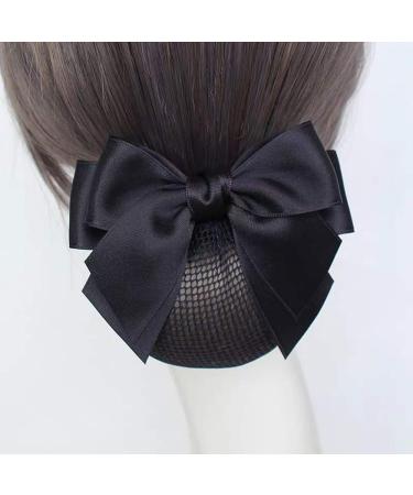 Women's Black Hair Clip Ribbon Barrette with Net Chignon - Professional Hair Bun Cover and Bow-knot Decor - Buy Online on SooperMarket.com