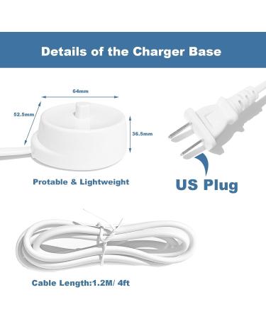 Toothbrush Charger Base Compatible with Oral b Braun Round Head Electric Toothbrush Model 3757 Replacement Charger Power Cord Portable Travel 110 V Waterproof Inductive Charging Base by Zuikn - Buy Online on SooperMarket.com