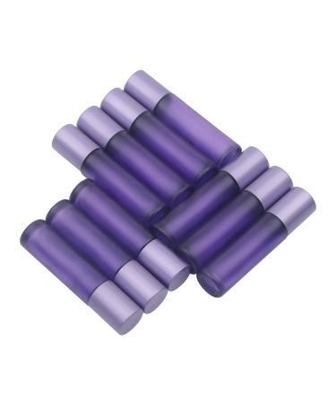 PXYELEC 10PCS Essential oil roll-on bottles with aluminum cap 10ml matted purple glass perfume bottles stainless steel roller balls for aroma therapy perfume oil purple