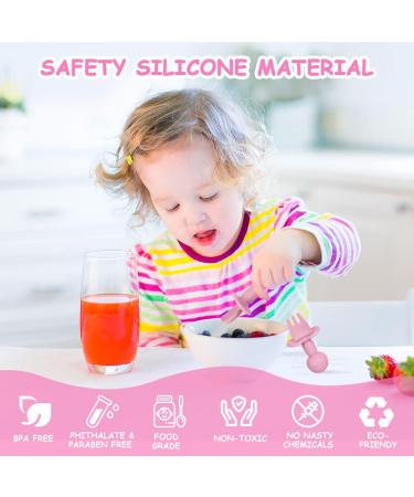 Vicloon Baby Fork and Spoon Set - 4Pcs Silicone Self Feeding Utensil for Infant Toddler, Easy Grip Cutlery Kit for Children - Red/Orange - Buy Online on SooperMarket.com